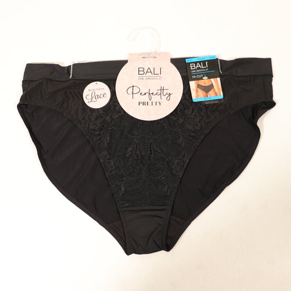 NWT Bali One Smooth U Hi-Cut Panties in Black #DHLCHC Size 2XL/XXL